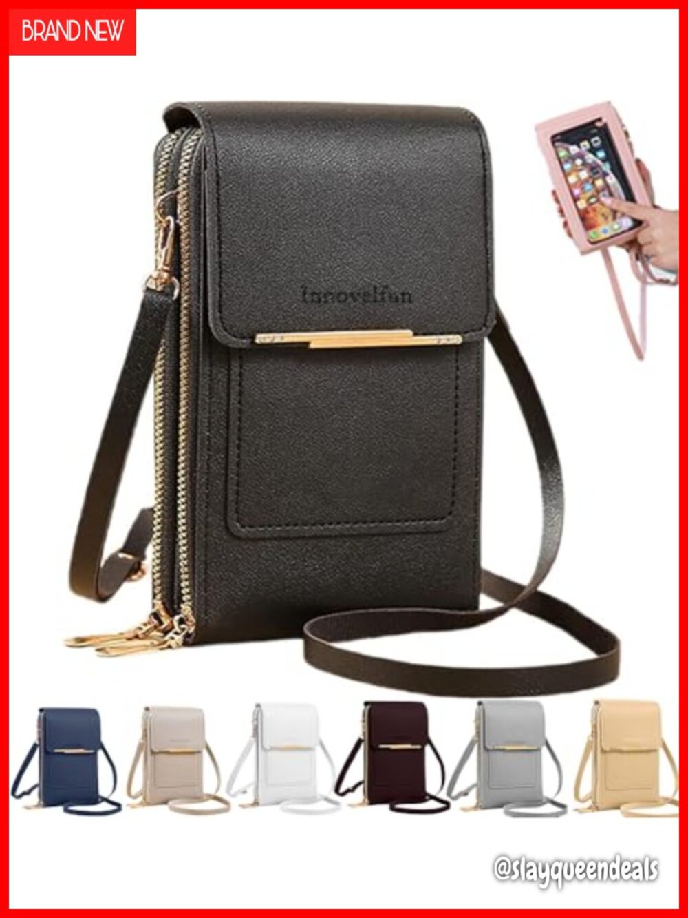 RFID Anti-Theft Crossbody Phone Purse Wallet Touchscreen Window PU